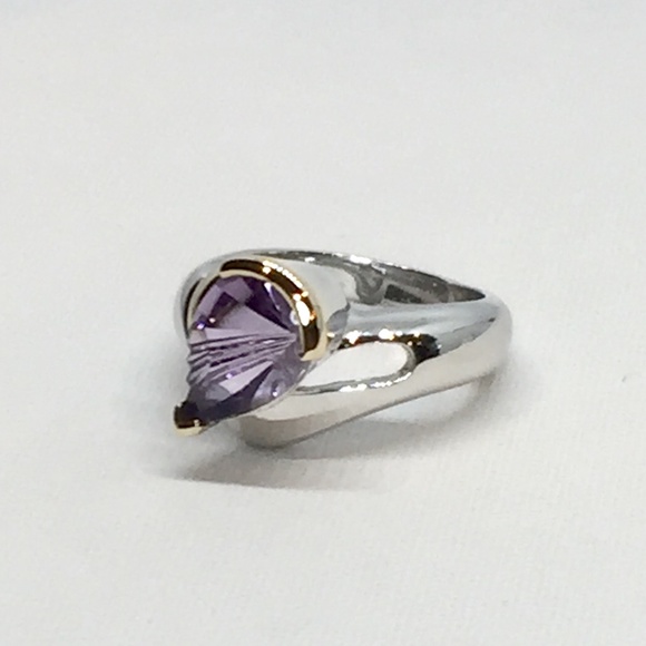 Sterling Silver & 18k Amethyst Ring - Picture 2 of 5